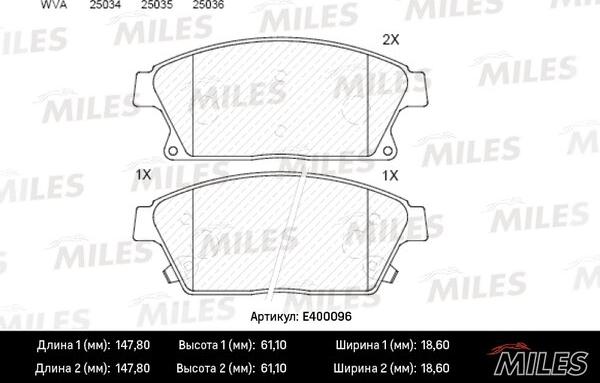 Miles E400096 - Kit pastiglie freno, Freno a disco autozon.pro