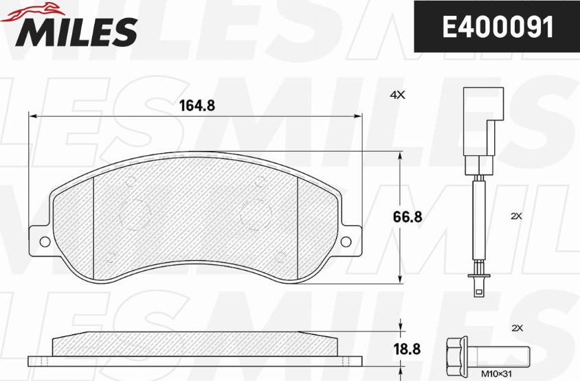 Miles E400091 - Kit pastiglie freno, Freno a disco autozon.pro