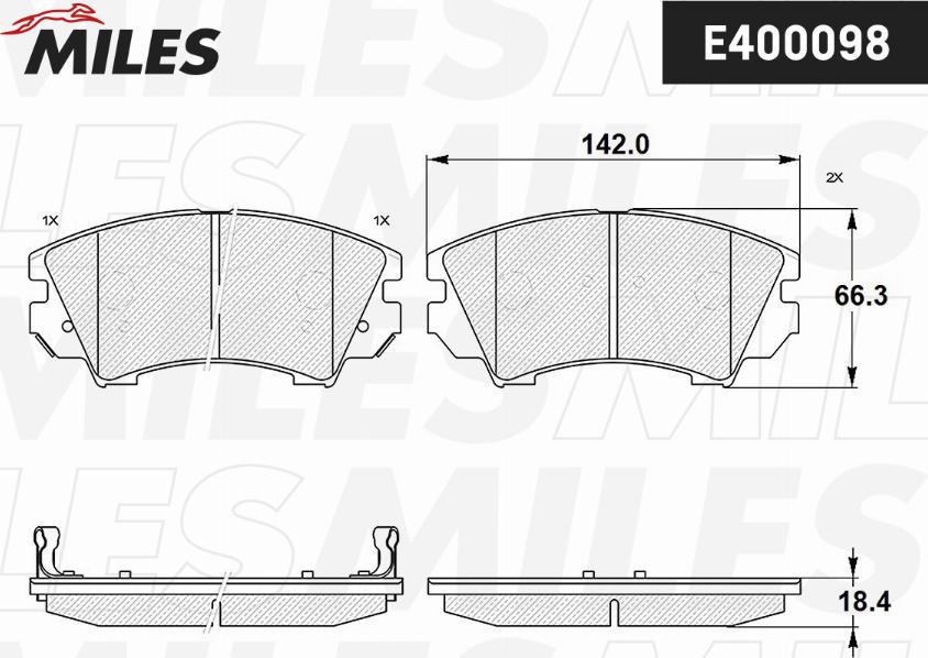 Miles E400098 - Kit pastiglie freno, Freno a disco autozon.pro