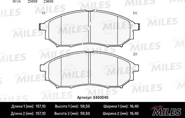 Miles E400045 - Kit pastiglie freno, Freno a disco autozon.pro