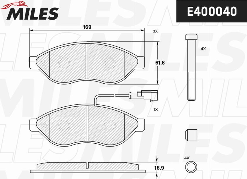 Miles E400040 - Kit pastiglie freno, Freno a disco autozon.pro