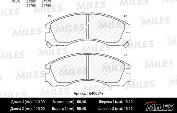 Miles E400047 - Kit pastiglie freno, Freno a disco autozon.pro