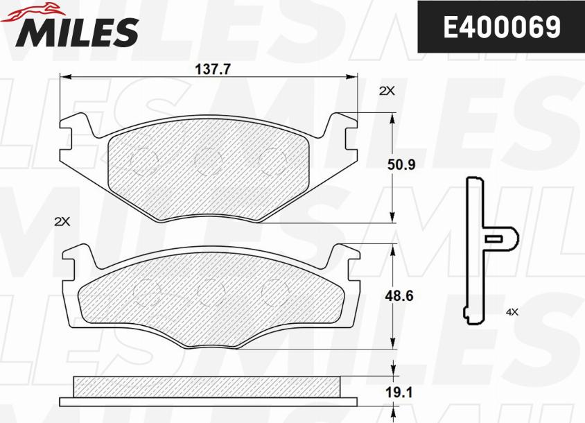 Miles E400069 - Kit pastiglie freno, Freno a disco autozon.pro