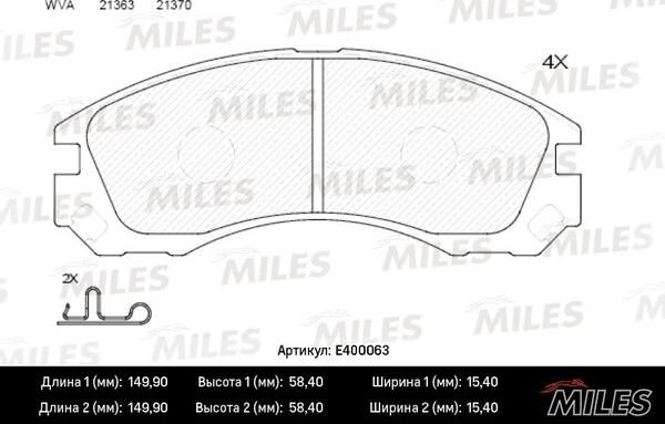 Miles E400063 - Kit pastiglie freno, Freno a disco autozon.pro