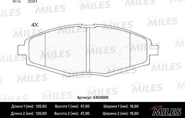 Miles E400006 - Kit pastiglie freno, Freno a disco autozon.pro