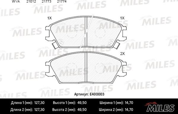 Miles E400003 - Kit pastiglie freno, Freno a disco autozon.pro