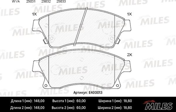 Miles E400013 - Kit pastiglie freno, Freno a disco autozon.pro