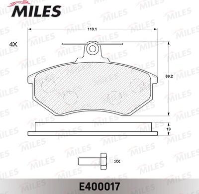 Miles E400017 - Kit pastiglie freno, Freno a disco autozon.pro