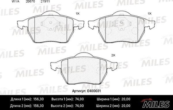 Miles E400031 - Kit pastiglie freno, Freno a disco autozon.pro