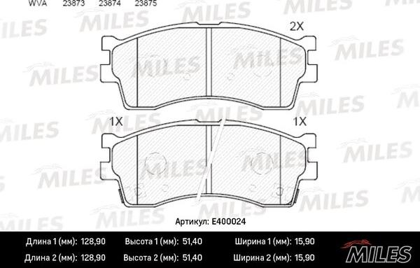 Miles E400024 - Kit pastiglie freno, Freno a disco autozon.pro