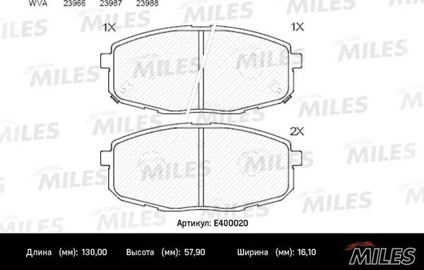 Miles E400020 - Kit pastiglie freno, Freno a disco autozon.pro