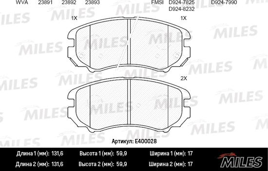 Miles E400028 - Kit pastiglie freno, Freno a disco autozon.pro