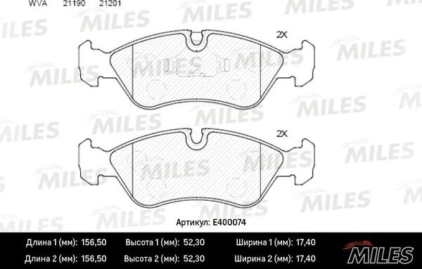 Miles E400074 - Kit pastiglie freno, Freno a disco autozon.pro