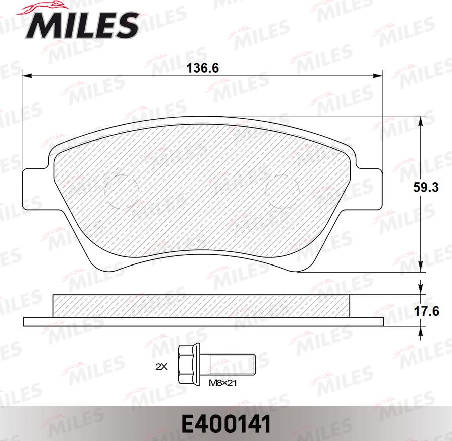 Miles E400141 - Kit pastiglie freno, Freno a disco autozon.pro