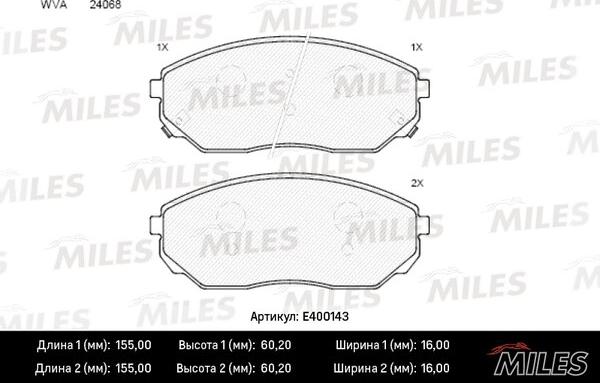 Miles E400143 - Kit pastiglie freno, Freno a disco autozon.pro