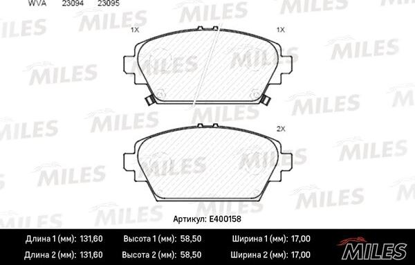 Miles E400158 - Kit pastiglie freno, Freno a disco autozon.pro