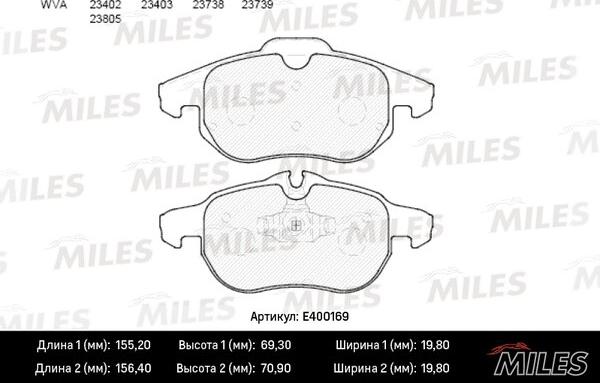 Miles E400169 - Kit pastiglie freno, Freno a disco autozon.pro