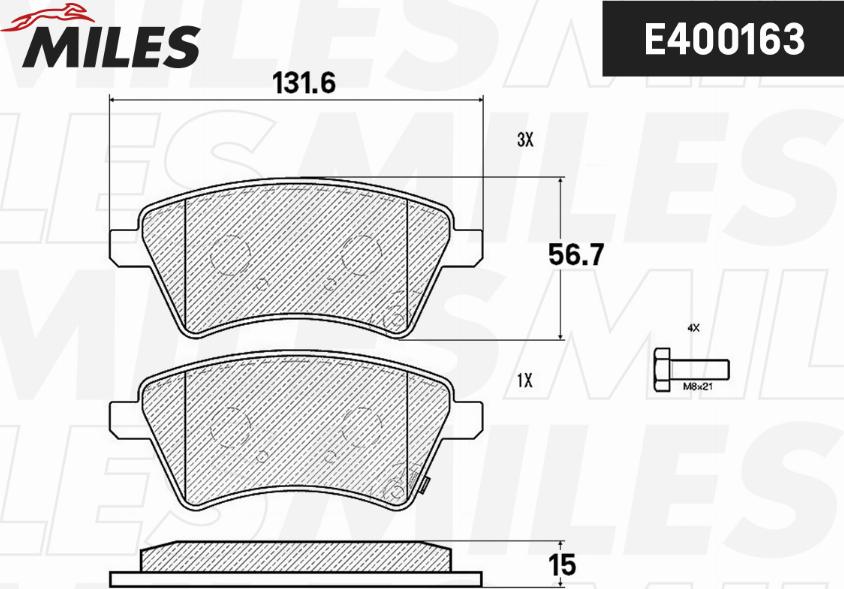 Miles E400163 - Kit pastiglie freno, Freno a disco autozon.pro