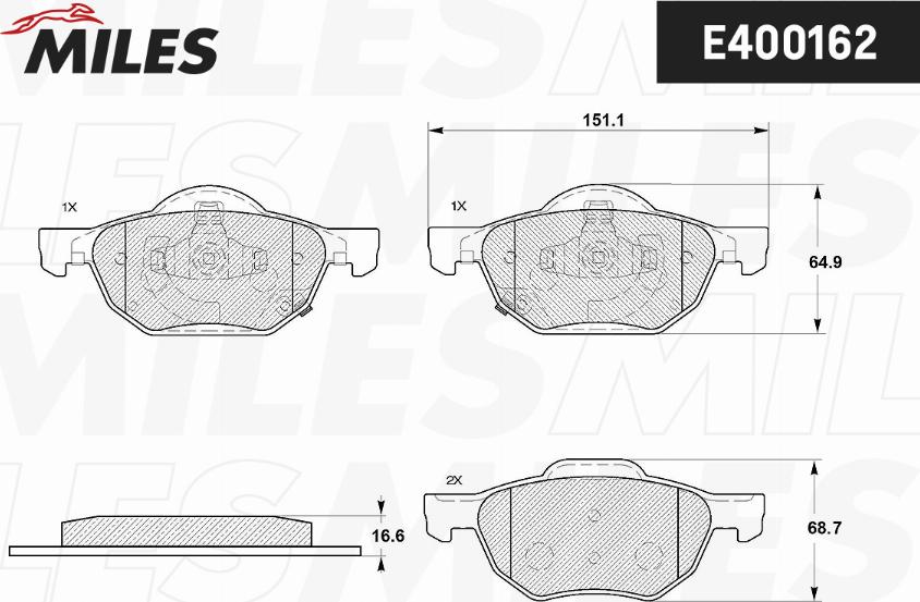 Miles E400162 - Kit pastiglie freno, Freno a disco autozon.pro