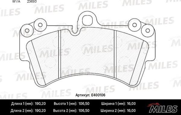 Miles E400106 - Kit pastiglie freno, Freno a disco autozon.pro