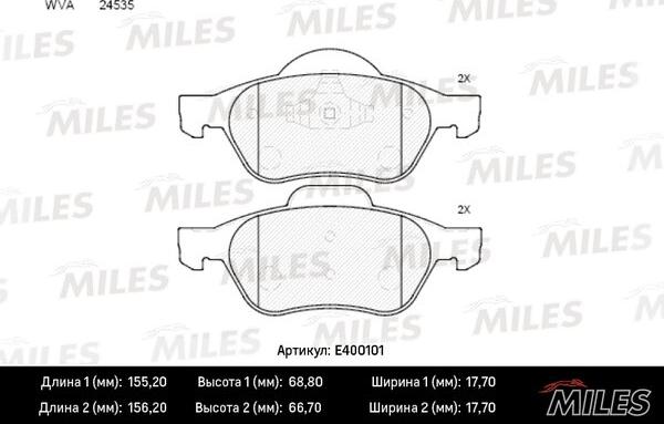 Miles E400101 - Kit pastiglie freno, Freno a disco autozon.pro