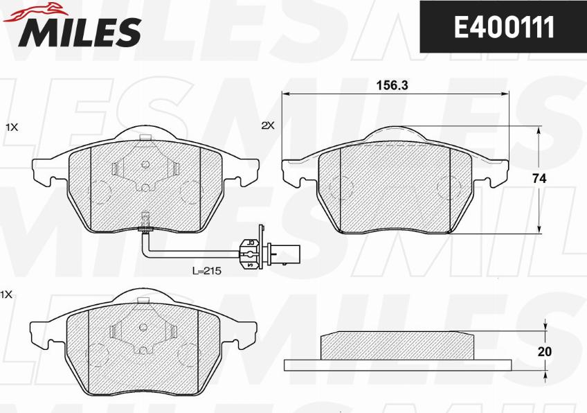 Miles E400111 - Kit pastiglie freno, Freno a disco autozon.pro