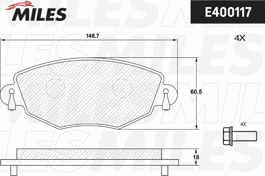 Miles E400117 - Kit pastiglie freno, Freno a disco autozon.pro