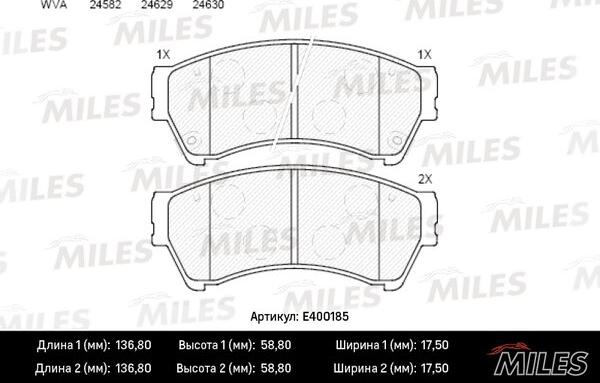 Miles E400185 - Kit pastiglie freno, Freno a disco autozon.pro