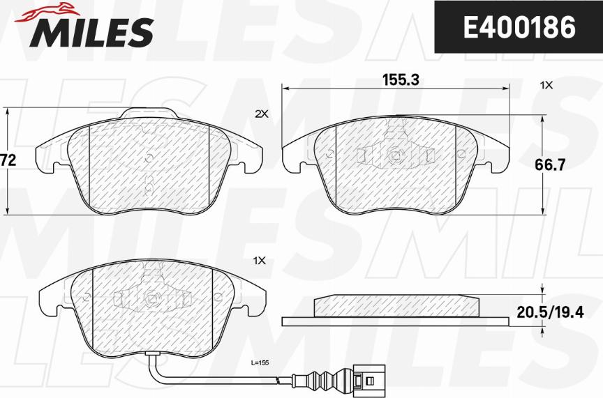 Miles E400186 - Kit pastiglie freno, Freno a disco autozon.pro