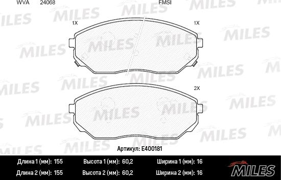 Miles E400181 - Kit pastiglie freno, Freno a disco autozon.pro