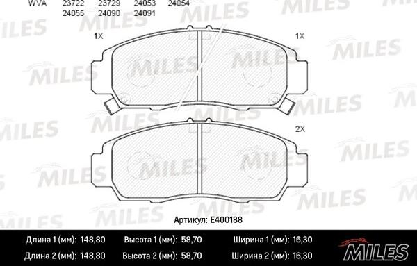 Miles E400188 - Kit pastiglie freno, Freno a disco autozon.pro