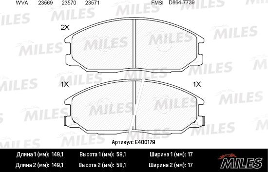 Miles E400179 - Kit pastiglie freno, Freno a disco autozon.pro