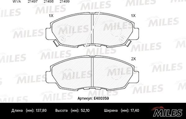 Miles E400359 - Kit pastiglie freno, Freno a disco autozon.pro