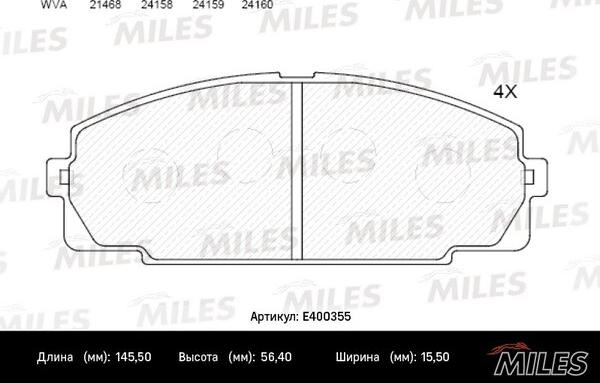 Miles E400355 - Kit pastiglie freno, Freno a disco autozon.pro