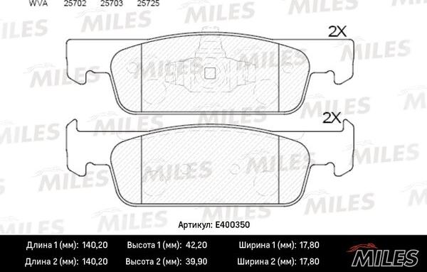 Miles E400350 - Kit pastiglie freno, Freno a disco autozon.pro