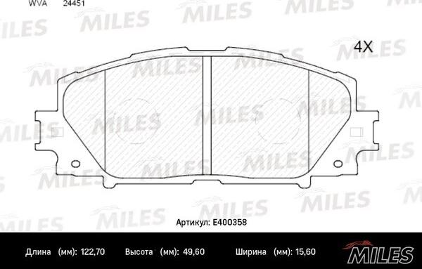 Miles E400358 - Kit pastiglie freno, Freno a disco autozon.pro