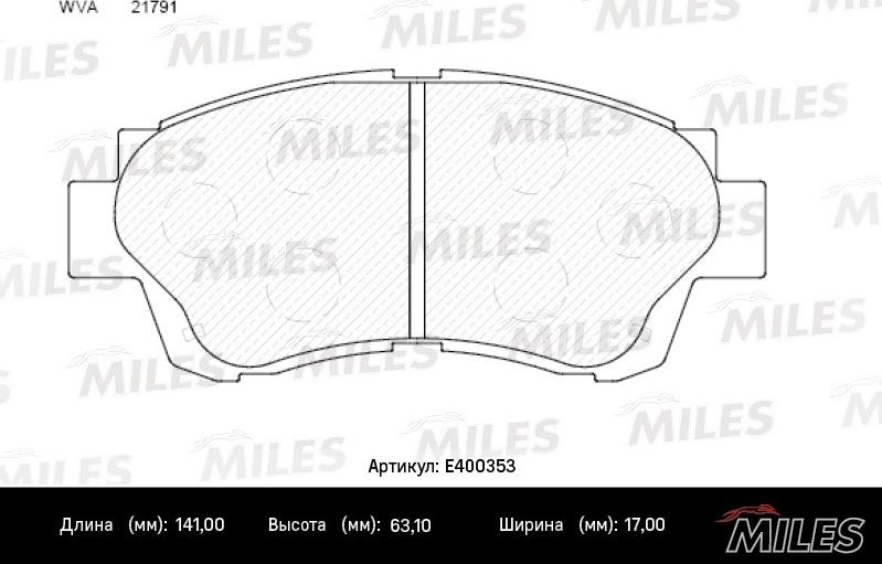 Miles E400353 - Kit pastiglie freno, Freno a disco autozon.pro