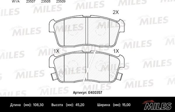 Miles E400357 - Kit pastiglie freno, Freno a disco autozon.pro