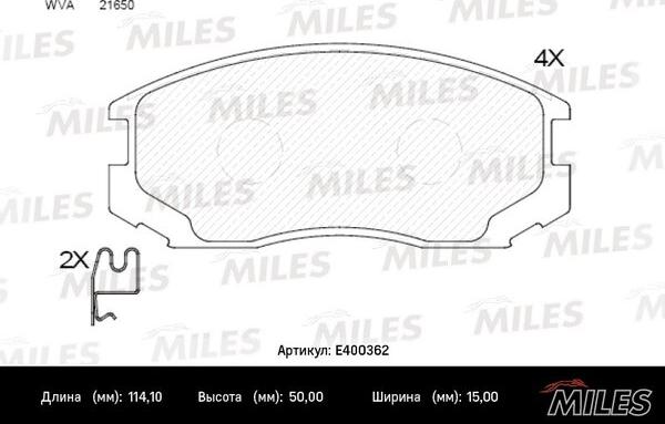 Miles E400362 - Kit pastiglie freno, Freno a disco autozon.pro