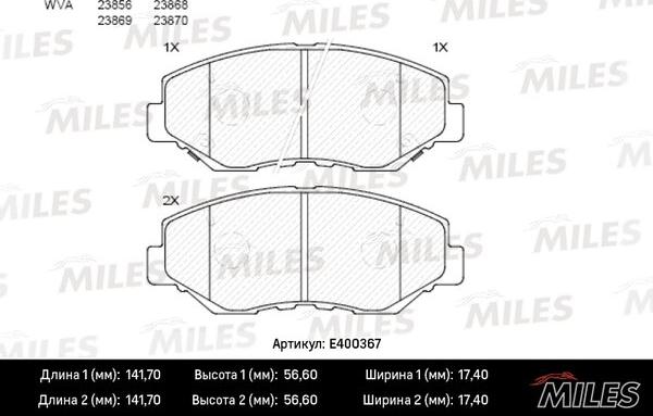 Miles E400367 - Kit pastiglie freno, Freno a disco autozon.pro