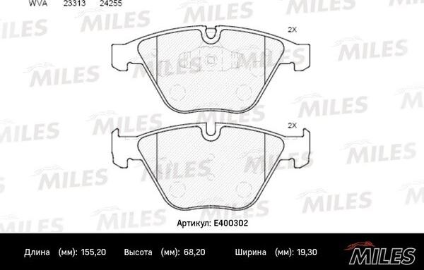 Miles E400302 - Kit pastiglie freno, Freno a disco autozon.pro