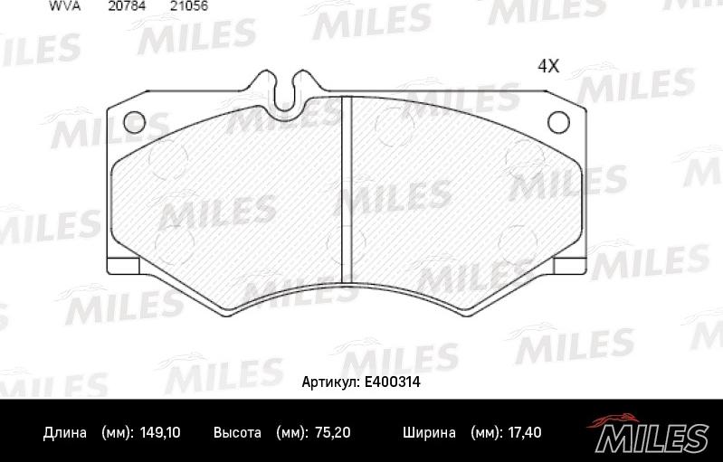 Miles E400314 - Kit pastiglie freno, Freno a disco autozon.pro