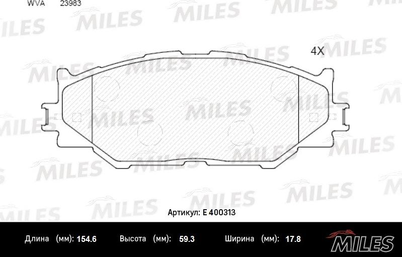 Miles E400313 - Kit pastiglie freno, Freno a disco autozon.pro