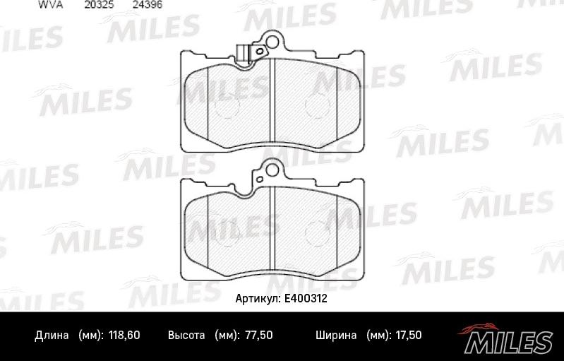 Miles E400312 - Kit pastiglie freno, Freno a disco autozon.pro