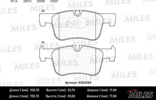 Miles E400384 - Kit pastiglie freno, Freno a disco autozon.pro