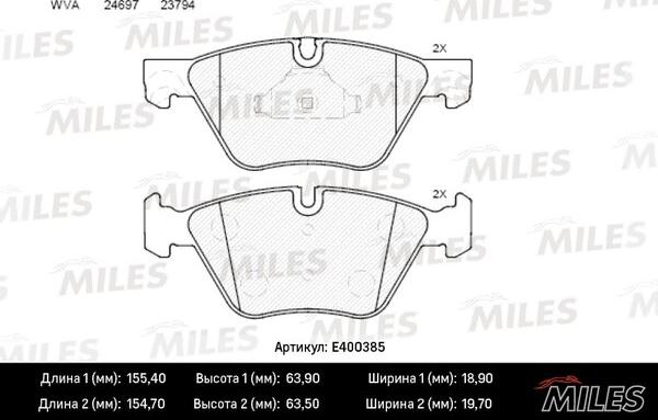 Miles E400385 - Kit pastiglie freno, Freno a disco autozon.pro