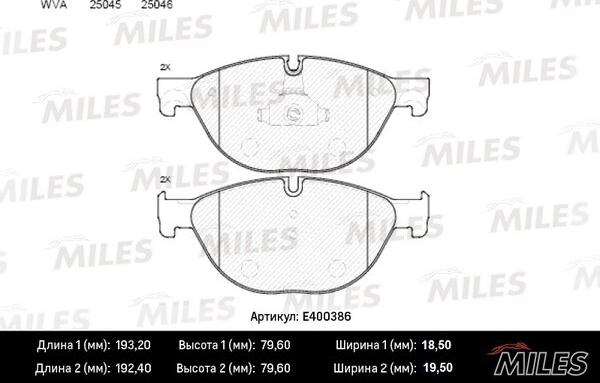 Miles E400386 - Kit pastiglie freno, Freno a disco autozon.pro