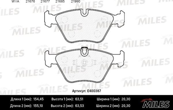 Miles E400387 - Kit pastiglie freno, Freno a disco autozon.pro