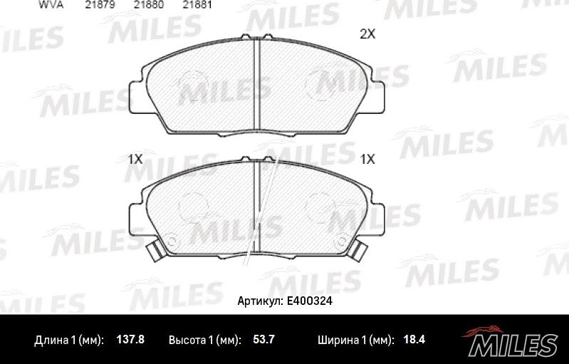 Miles E400324 - Kit pastiglie freno, Freno a disco autozon.pro