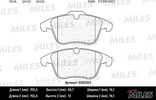 Miles E400323 - Kit pastiglie freno, Freno a disco autozon.pro